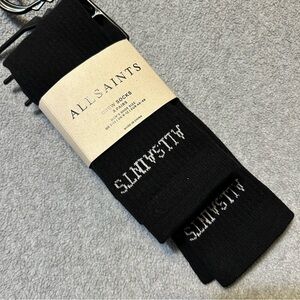 NWT Men's All Saints Black Crew Socks - 2 Pairs
